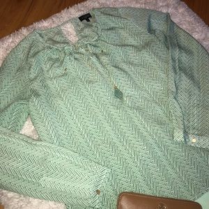 Mint colored peasant blouse